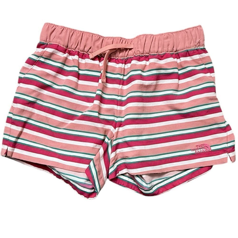 The North Face Pink, Teal & White Striped Shorts